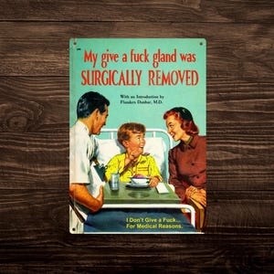 Vintage metal sign, Give a F*ck, funny retro sign, funny wall sign, indoor and outdoor sign, sarcastic metal sign, vintage wall decorations
