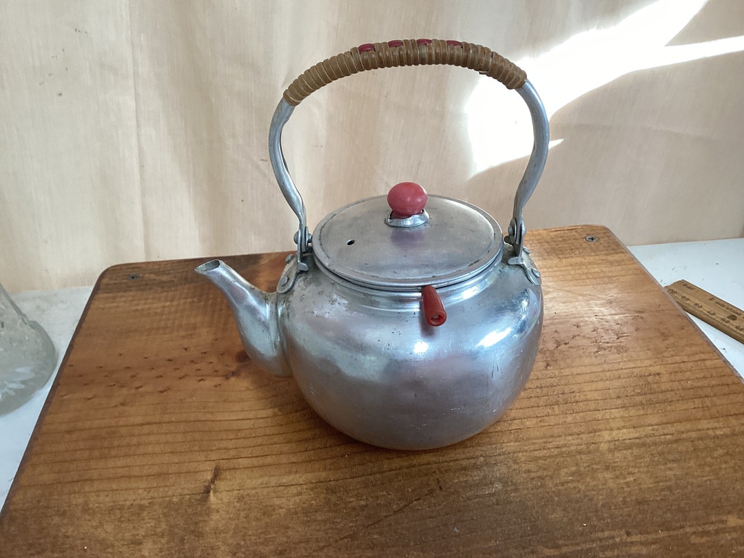 Vintage Aluminum Teapot, 2 Cup With Metal Strainer,plastic Knob Etsy
