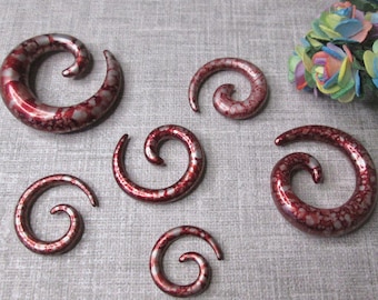 6 Metallic Bronze Pattern Acrylic Spiral Tapers - 3mm to 10mm