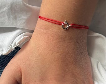 Pulseira de cordão vermelho com fecho em prata de lei 925 – Pulseira da sorte minimalista ajustável