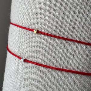 Bracciale dell'amicizia in corda rossa a cubo placcato in argento 925 o oro - Bracciale di protezione regolabile