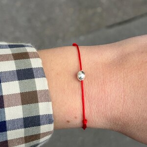 Red String Bracelet with 925 Sterling Silver Nugget – Adjustable Lucky Protection Bracelet, Minimalist Cord Bracelet