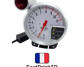 White RPM Gauge Tachometer 11,000 rpm 125 mm SimHub SimRacing Plug & Play Controller