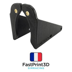 May include: Black 3D-printed bracket with gold-colored threaded inserts. The bracket has a curved design and a flat base with a hole. The image includes the text "FastPrint3D" and a French flag.