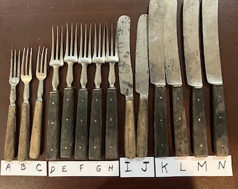 Civil War Era Flatware - Forks & Blessmann Knives - ** Rare Find **