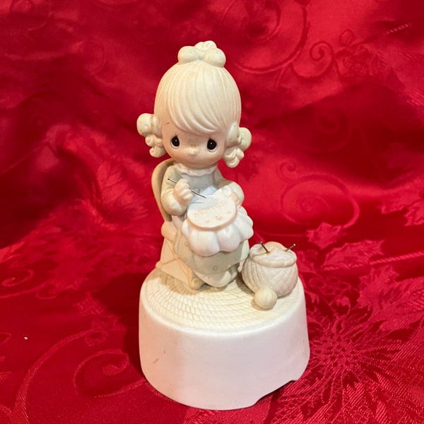 Precious Moments “Mother Sew Dear” – E-7182 – Music Box Plays “You Light Up My Life”