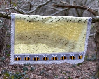 Waggle Dance Bee Blanket – Digital PDF Crochet Pattern – Afghan - Elimee Designs - Digital File Only - US Crochet Terms