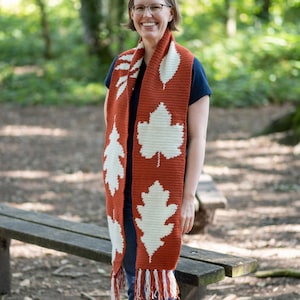 British Leaves Autumnal Scarf – Digital PDF Crochet Pattern – Scarf - Elimee Designs - Digital File Only - US and UK Crochet Terms