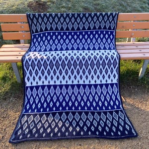 Overlay Mosaic Crochet Diamonds Blanket Pattern – PDF Crochet Pattern – Easy Modern Crochet Afghan – US or UK Crochet Terms