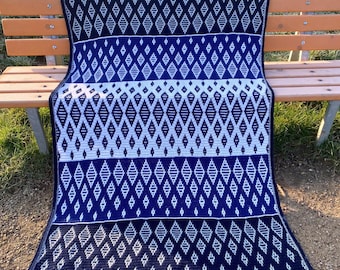 Overlay Mosaic Crochet Diamonds Blanket Pattern – PDF Crochet Pattern – Easy Modern Crochet Afghan – US or UK Crochet Terms