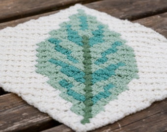 Chinese Evergreen Leaf Square – PDF Crochet Pattern – Crochet Blanket Square - Elimee Designs - Digital File Only - US Crochet Terms