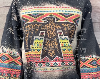 Aztec Leopard Thunder Bird sweatshirt Western sweatshirt Cowboy Sweatshirt Cowgirl Sweatshirt Gift for Her Handmade Christmas gift