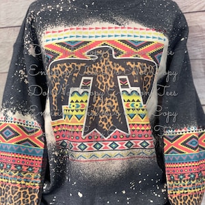 Aztec Leopard Thunder Bird sweatshirt Western sweatshirt Cowboy Sweatshirt Cowgirl Sweatshirt Gift for Her Handmade Christmas gift