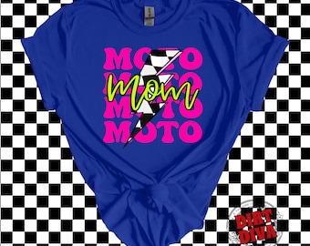 Moto Mom T-shirt Racing Apparel Racing Tee Motocross Moto Gift for her Dirt Bike Checkered
