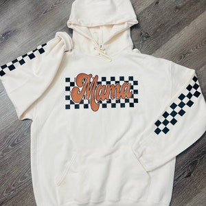 Checkered Mama Hoodie, Dirt Track Motocross tee, Racing tee Handmade Christmas Gift Dirt Track Dirt Bike Checkered Flag Gift for Her