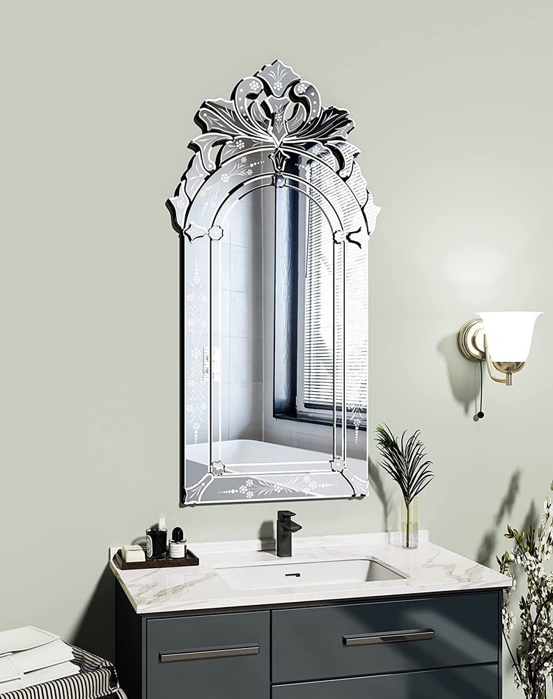 Mirror Bathroom Venetian Silver Squared Wall Mount Vanity - Etsy