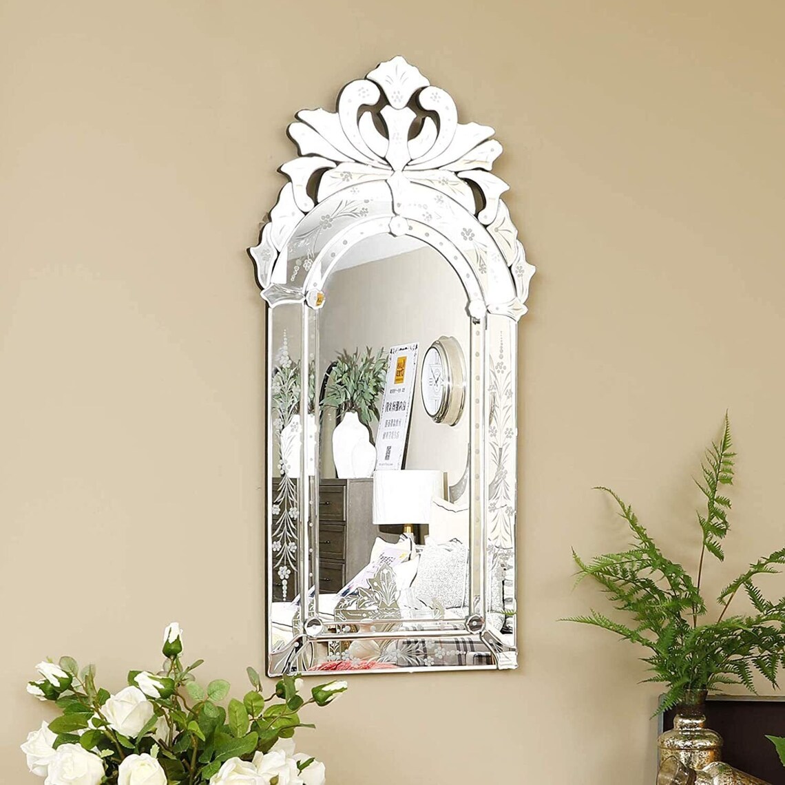 Mirror Bathroom Venetian Silver Squared Wall Mount Vanity - Etsy