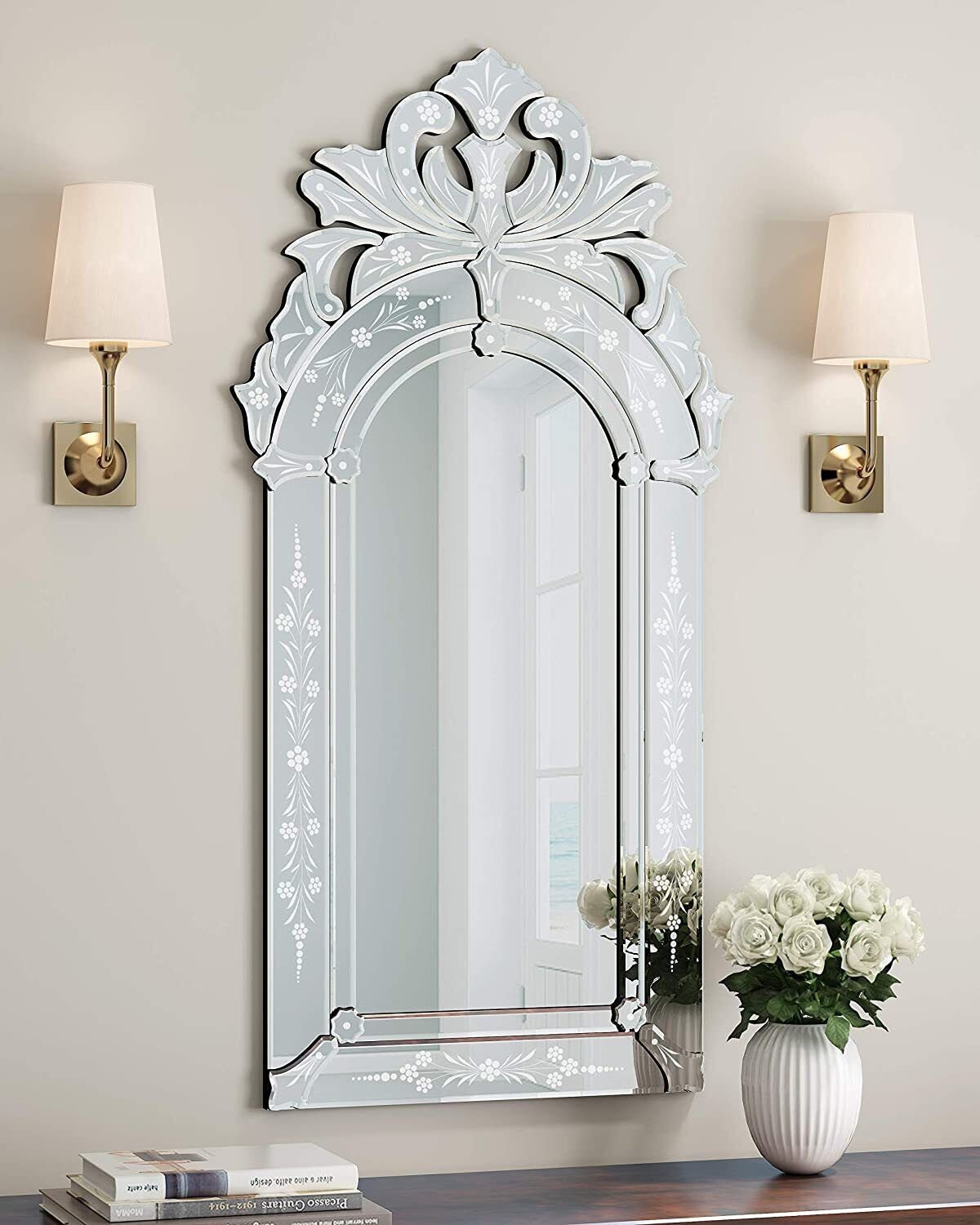 Mirror Bathroom Venetian Silver Squared Wall Mount Vanity - Etsy
