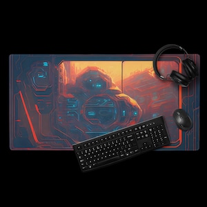 Abstract Sci-Fi Desk Mat – Futuristic XL Mouse Pad for Tech & Gaming Setups