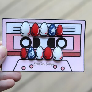 Short Reusable Comic Pop Art Fourth of July Press on Nails