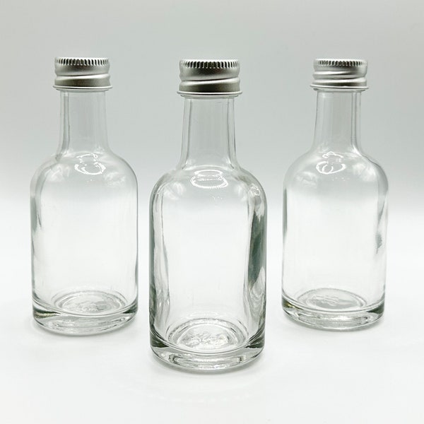 50mls glass miniature spirit bottle with aluminium screw cap