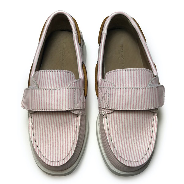 Chaussure de bateau Seersucker rose pour enfants, 3-6 ans, chaussure de bateau Seersucker