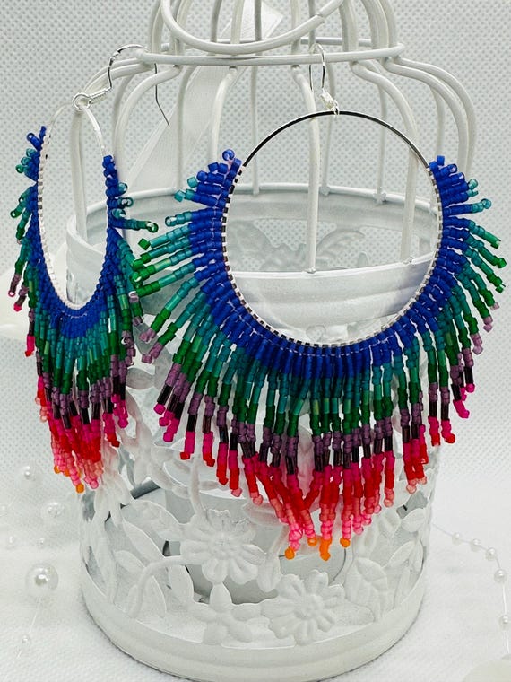 Tropical Twilight – Miyuki Éclat d’Art Hoop Earrings