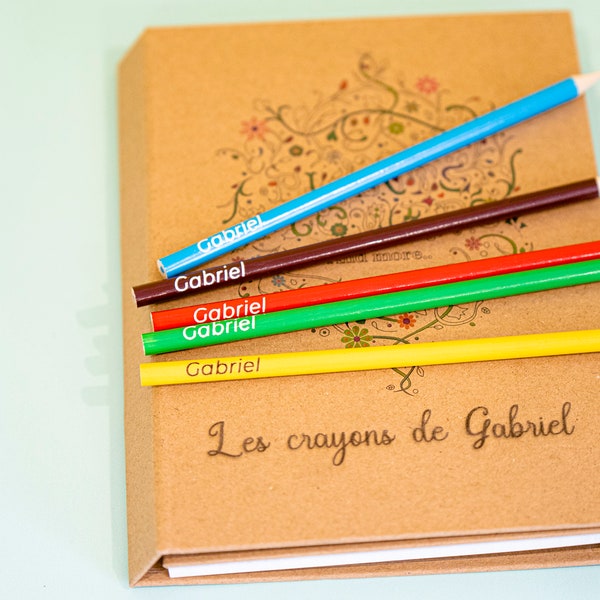 Crayons de couleur personnalisés, carnet de coloriage, set de 12 pièces, rentrée scolaire, anniversaires enfants