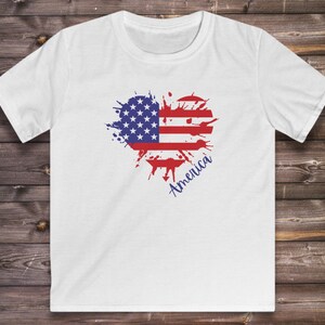 America, Kids Tee, 4th of July, Patriotic, Family T-shirt, Matching T-shirt, Independence Day, Heart America