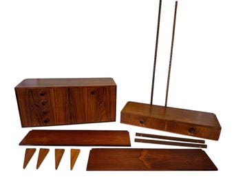 1960s Mid Century Hansen & Guldborg Danish Rosewood Floating Wall Mounted Cabinets and Shelves