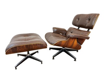 Vintage Herman Miller Eames Rosewood 670/671 Lounge Chair and Ottoman, 1978 - Set of 2