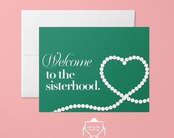 Alpha Kappa Alpha Welcome Card: Pink and Green Sorority Gift