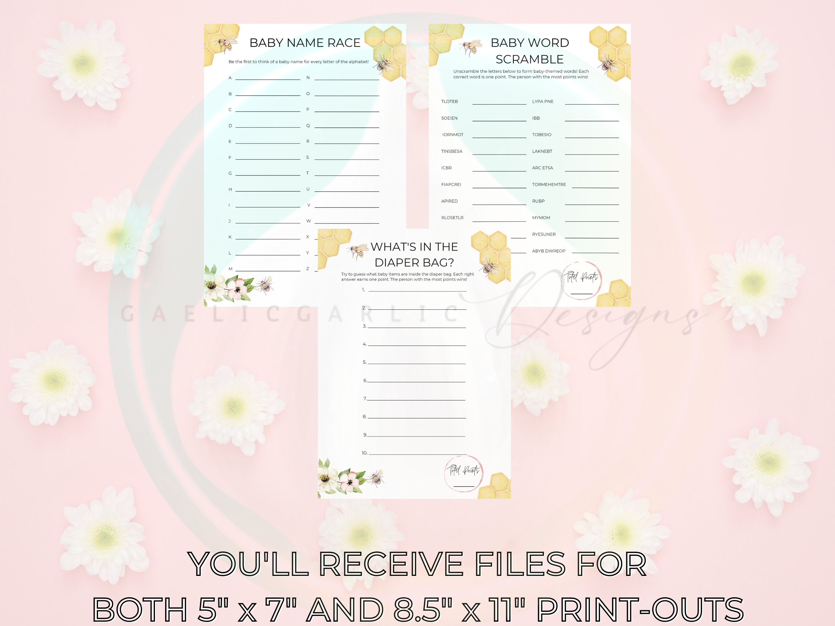Watercolor mommy to Bee Baby Shower Game Bundle Instant Digital ...