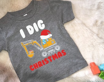 I dig Christmas digger design print xmas kids tee t-shirt shirt - unisex, boy, girl funny novelty