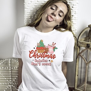 Christmas calories don't count funny joke Christmas xmas print t-shirt tee top shirt