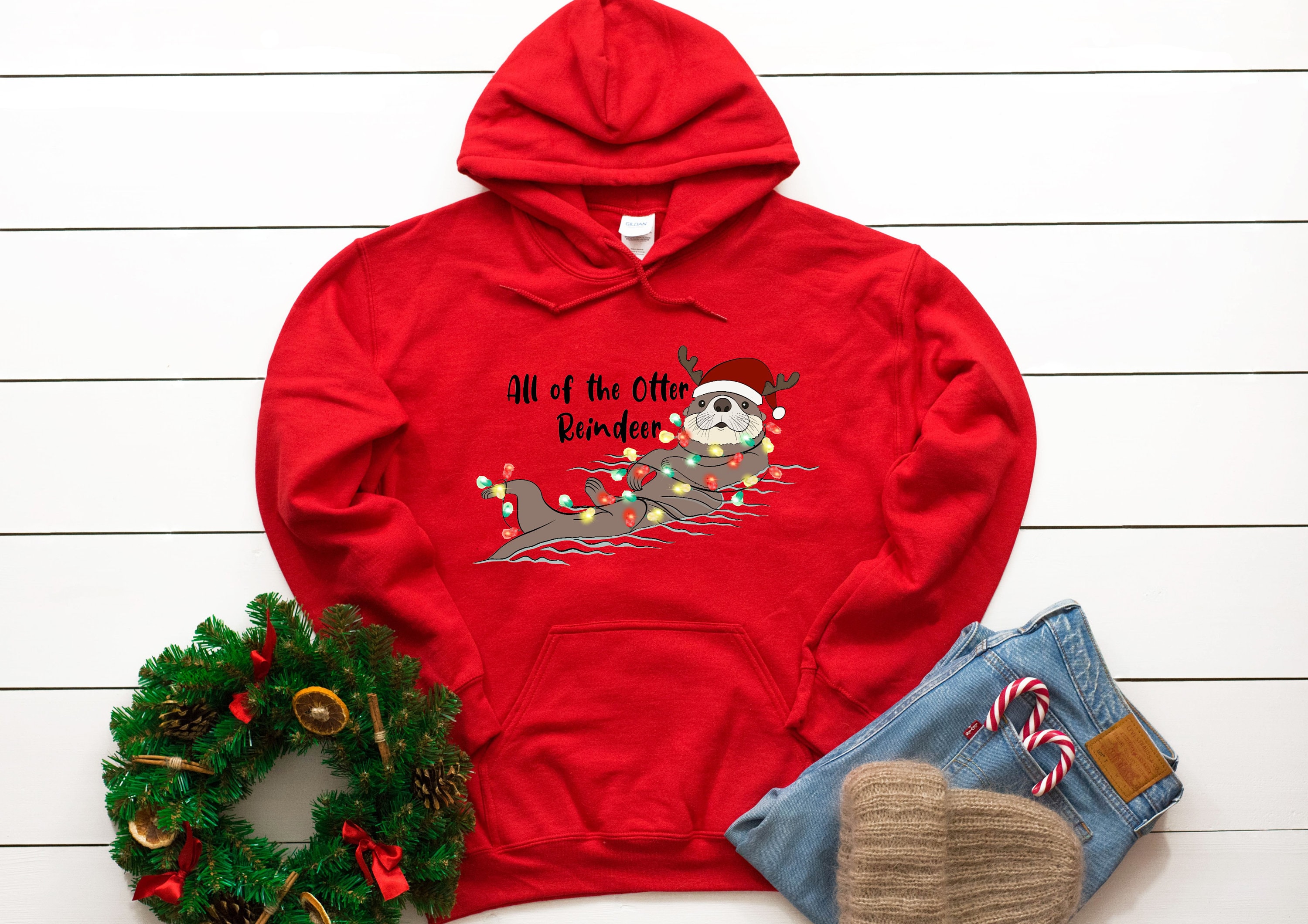 All of the otter reindeer funny joke novelty Christmas xmas jumper hoody  hoodie