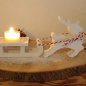 Reindeer with sleigh | Christmas | Christmas decoration | Decoration | Raysindeko | Keraflottdeko | Advent | Reindeer | Christmas | Elk