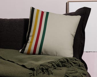 Striped Pillow Case: Vintage Trapper Blanket Design