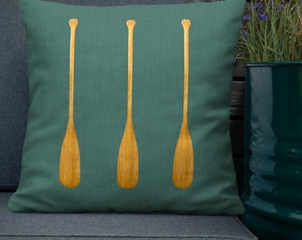 Dark Sage Canoe Paddle Premium Throw Pillow