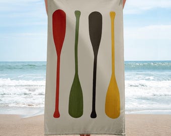 Canoe Paddle Stripes Beach or Bath Towel
