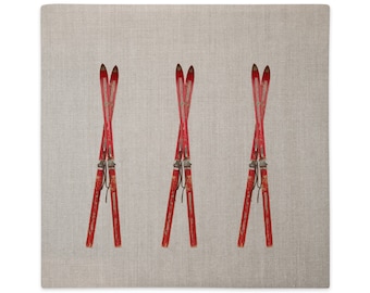 Red Vintage Skis Premium Pillow Cover