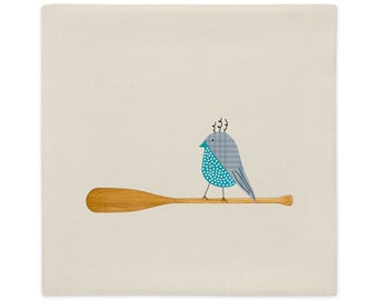 Bird On Paddle Throw Pillow Cover