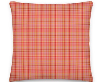 Pink Plaid Premium Pillow