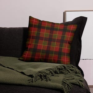 Funda de almohada navideña a cuadros: rojo, negro y verde - Linen Feel