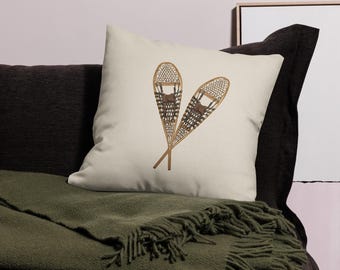 Vintage Snowshoe Pillow Cover: Rustic Winter Cabin Decor