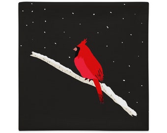 Winter Cardinal Premium Pillow Case