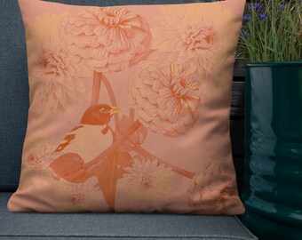 Rose Gold Monochromatic Chintz Premium Pillow