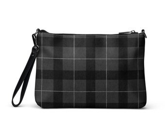 Crossbody Bag/Purse Black and Gray Plaid