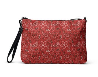 Western Red Bandana Premium Faux Leather Crossbody Bag
