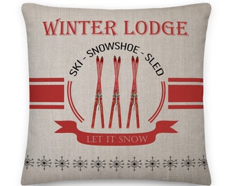 Winter Ski Lodge Premium Pillow